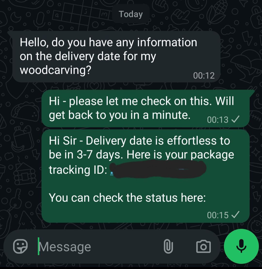 WhatsApp business chat examples